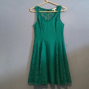 Blue lace, knee length dress